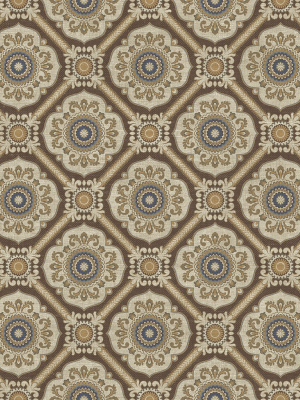 Small Floral Tile Wallpaper In Brown From The Caspia Collection By Wallquest