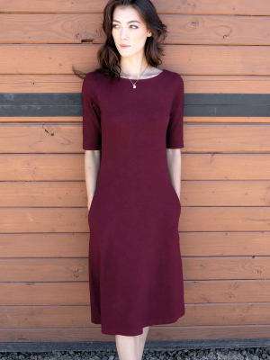 Essential Boatneck Midi Dress With Pockets