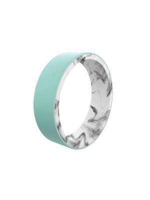 Qalo Women's Switch Marble Silicone Ring - Aqua And White