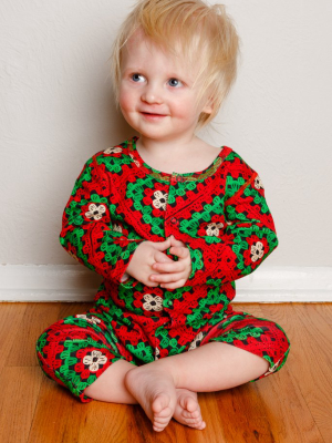 The Quilty Pleasure | Baby Unisex Red And Green Quilted Christmas Pajamas