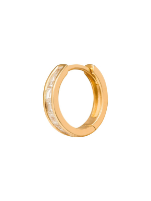 Half Baguette Huggie 9.5mm - Yellow Gold