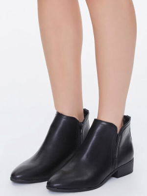 Faux Leather Notched Booties