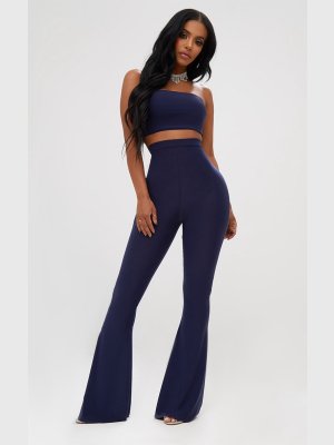 Shape Navy Slinky Flared Leg Pants