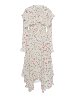 Ruffled Floral-print Silk Midi Dress