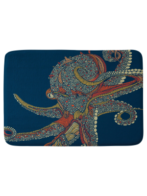 Valentina Ramos Azzuli Octopus Cushion Bath Mat (36"x24") Blue - Deny Designs
