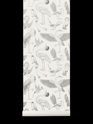 Birds Wallpaper In Off-white By Katie Scott For Ferm Living