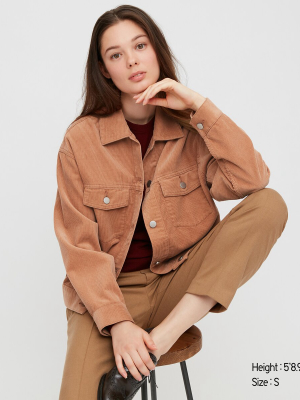 Women Corduroy Relaxed Jacket