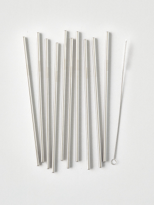 Kikkerland Metal Straws 10-pack