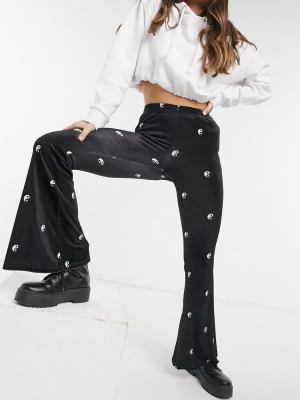 Vintage Supply Flare Pants In Ying And Yang Print