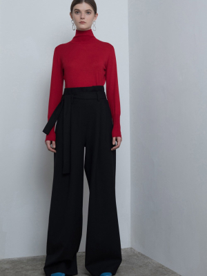 Belted Wide-leg Pants