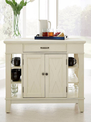 Seaside Lodge Kitchen Island Hand Rubbed White Finish - Home Styles