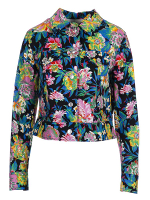 Msgm Floral Print Denim Jacket