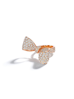 Bow Diamond Ring & Pavé Shank – Medium