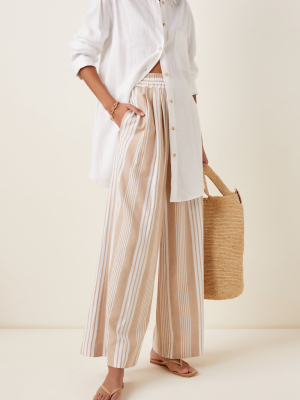 Paloma Striped Tencel-cotton Wide-leg Pants