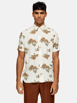 Considered Ecru Blurred Floral Slim Shirt