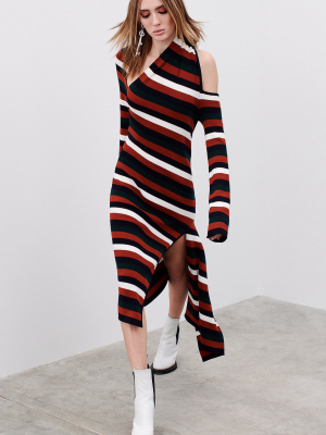 Stripe Sliced Long Sleeve Knit