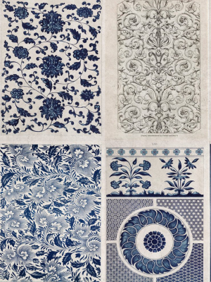 Chinese Pattern Wallpaper In Blue And Taupe From The Eclectic Collection By Mind The Gap