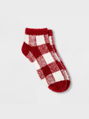 Women's Buffalo Check Plaid Cozy Low Cut Socks - A New Day™ 4-10