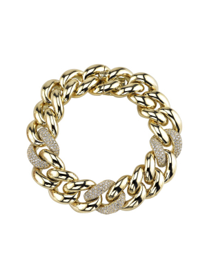 Triple Pave Jumbo Link Bracelet - Gold