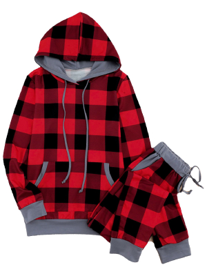 'marci' Plaid Red Hoodie Pj Set