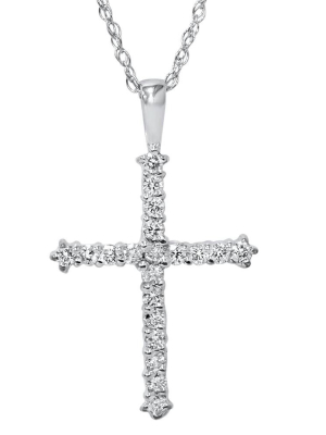 Pompeii3 14k White Gold 1/2ct Diamond Cross Pendant Necklace