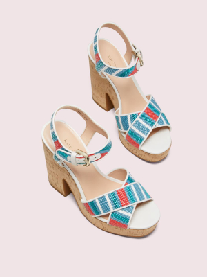 Grace Striped Raffia Platform Sandals