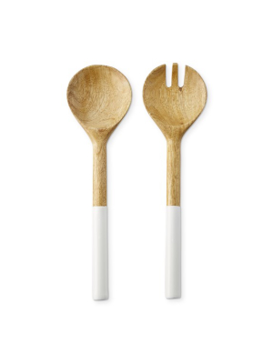 Wood And Lacquer Salad Servers