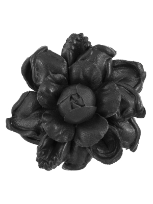 Fleur'd Leather Lapel Pin Black Baroque Begonia