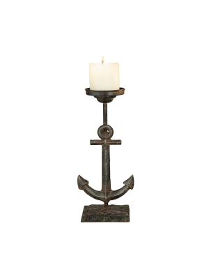 Large Metal Anchor Pillar Candle Holder - Foreside Home & Garden