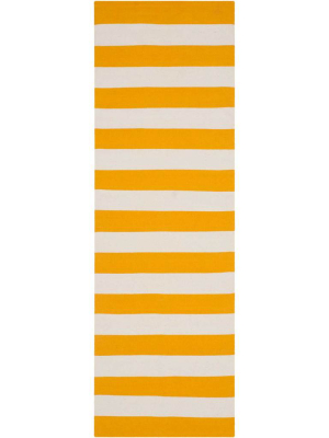 Montauk Stripe Yellow/ivory Runner Rug