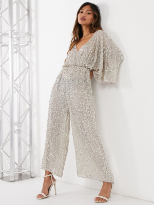 Asos Design Kimono Sleeve Embellished Jumpsuit