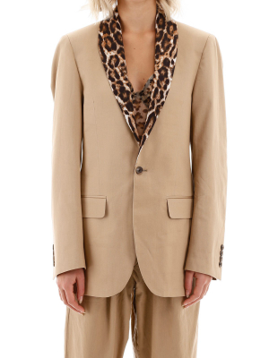 R13 Leopard Print Tuxedo Blazer