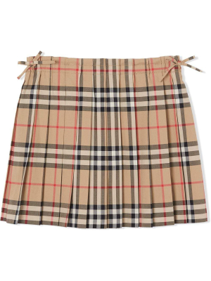 Burberry Kids Vintage Check Pleated Skirt