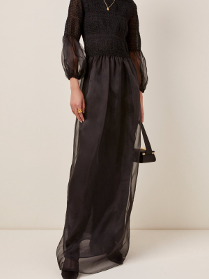 Ruched Silk Maxi Dress