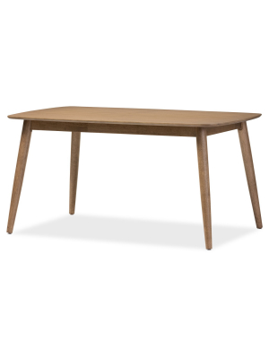 Edna Mid-century Modern French Oak Light Brown Finishing Wood Dining Table - Baxton Studio