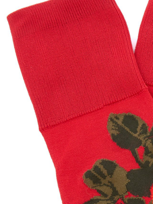 Rose Print Jacquard Socks