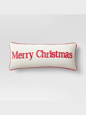 12"x30" Holiday Oversized Merry Christmas Lumbar Throw Pillow White/red - Threshold™
