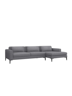 Interlude Home Izzy Right Chaise 2 Piece Sectional - Dark Gray