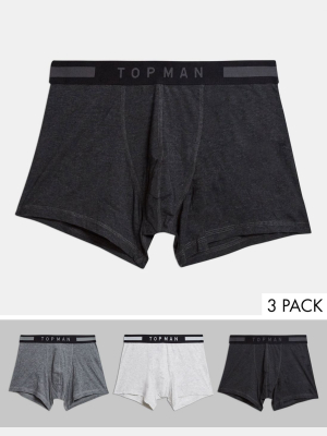 Topman 3 Pack Trunks In Multi Gray Marl