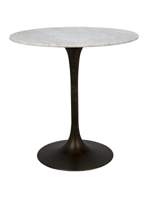 Noir Laredo 40"h Brown Bar Table W/ White Stone Top - Aged Brass