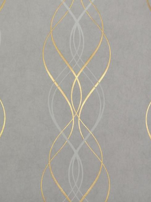 Aurora Wallpaper In Grey And Gold By Antonina Vella For York Wallcoverings