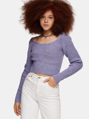 Lilac Balloon Sleeve Knitted Sweater