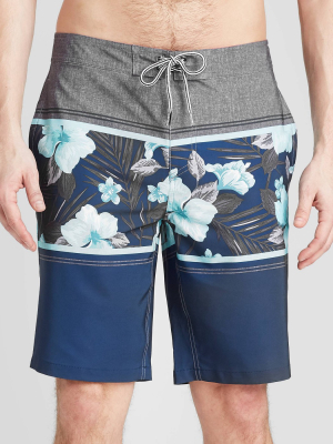 Men's 10" Panama Floral Swim Board Shorts - Goodfellow & Co™ Navy Teal