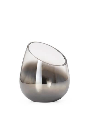 Smoke Mirror Angled Cone Vase / Candle Holder In Tall