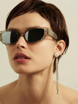 Magda Butrym Cat Eye Sunglasses In Grey And Silver Lenses