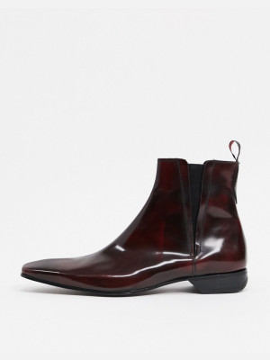 Jeffery West Escobar Chelsea Boot In Red High Shine Leather