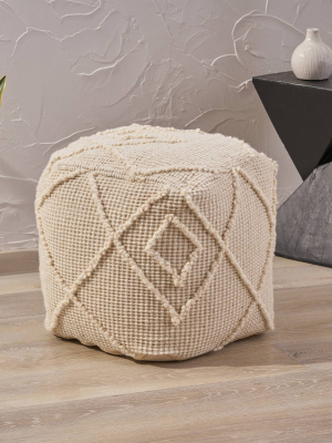 Merton Boho Pouf Ivory - Christopher Knight Home