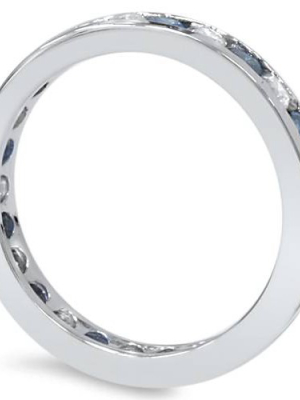 Pompeii3 1ct Blue & White Diamond Eternity Guard Ring 14k White Gold