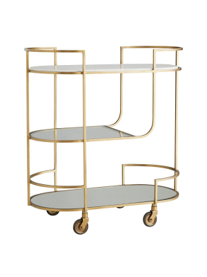 Arteriors Trainor Bar Cart - Antique Brass