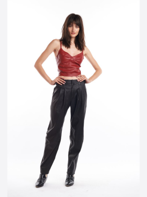 Black Tailored Leather Trouser Pant